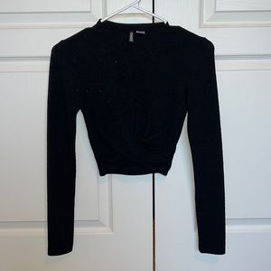 Long Sleeve Black Crop